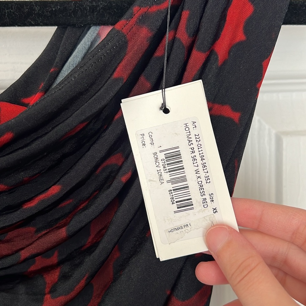 Dries Van Noten Hotmas Print Off the Shoulder Jersey Midi Dress in Red Size XS - Picture 10 of 14